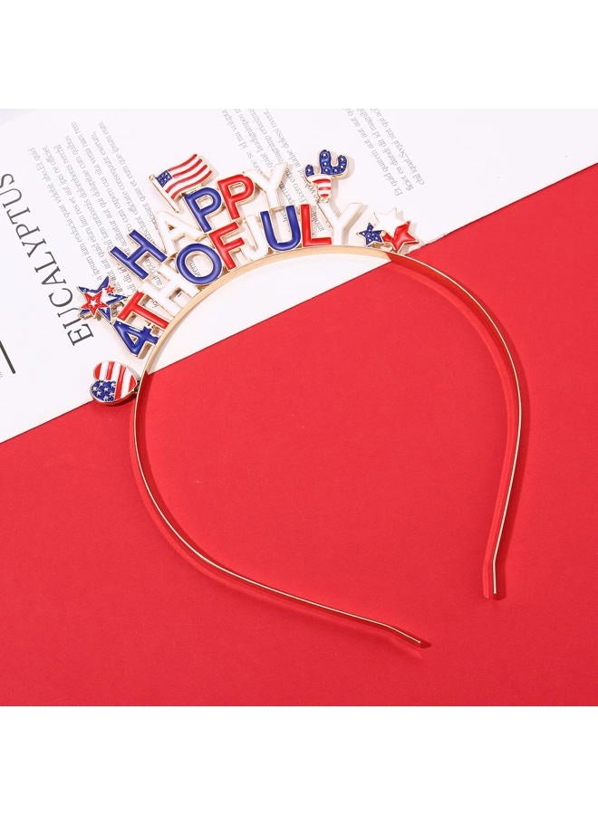 PHALIN American Flag Headband 4th of July Star Hairband for Women Independence Day Patriotic Hair Accessory Party Favors (Happy 4th of July) - Image 3