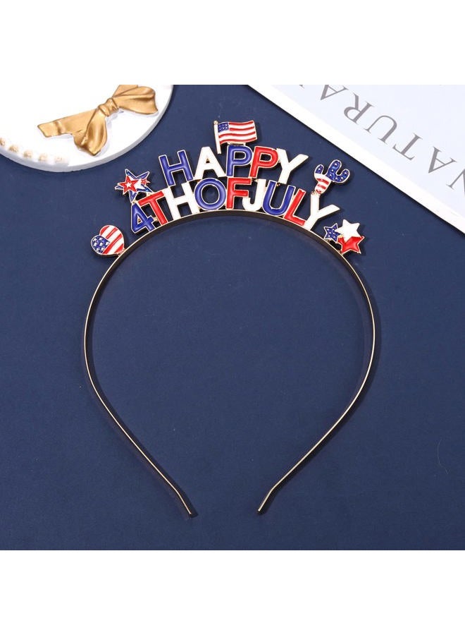 PHALIN American Flag Headband 4th of July Star Hairband for Women Independence Day Patriotic Hair Accessory Party Favors (Happy 4th of July) - Image 2