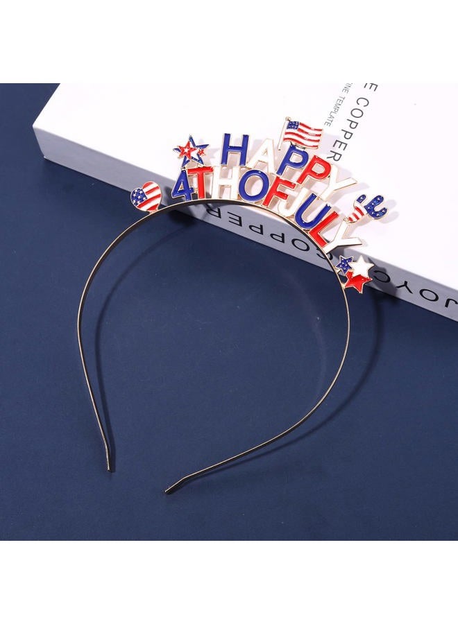 PHALIN American Flag Headband 4th of July Star Hairband for Women Independence Day Patriotic Hair Accessory Party Favors (Happy 4th of July) - Image 4