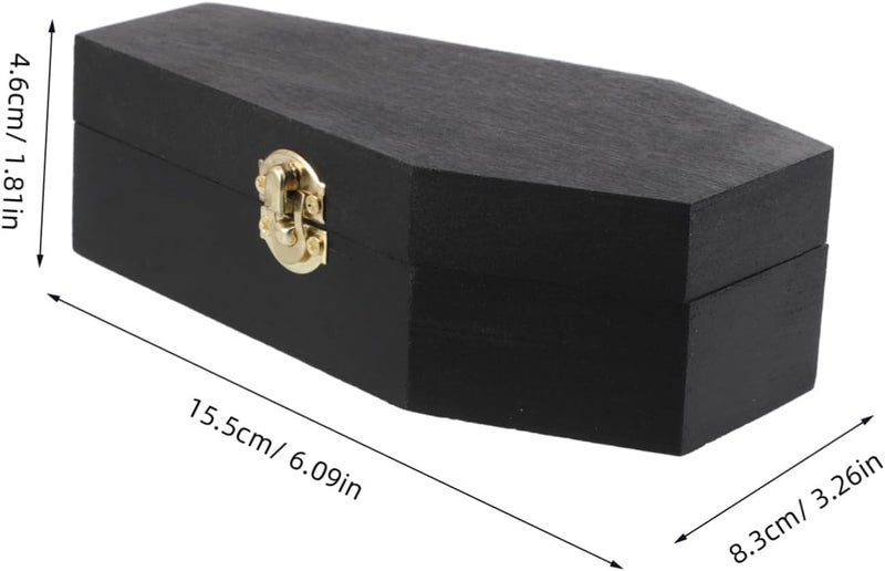 Abaodam Wooden Coffin Candy Box for Pets Small Cremation Urn with Flip Lid Dog Ashes Keepsake Storage Gothic Style PET Casket for Halloween Treats - Image 2