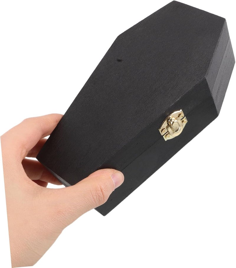 Abaodam Wooden Coffin Candy Box for Pets Small Cremation Urn with Flip Lid Dog Ashes Keepsake Storage Gothic Style PET Casket for Halloween Treats - Image 3