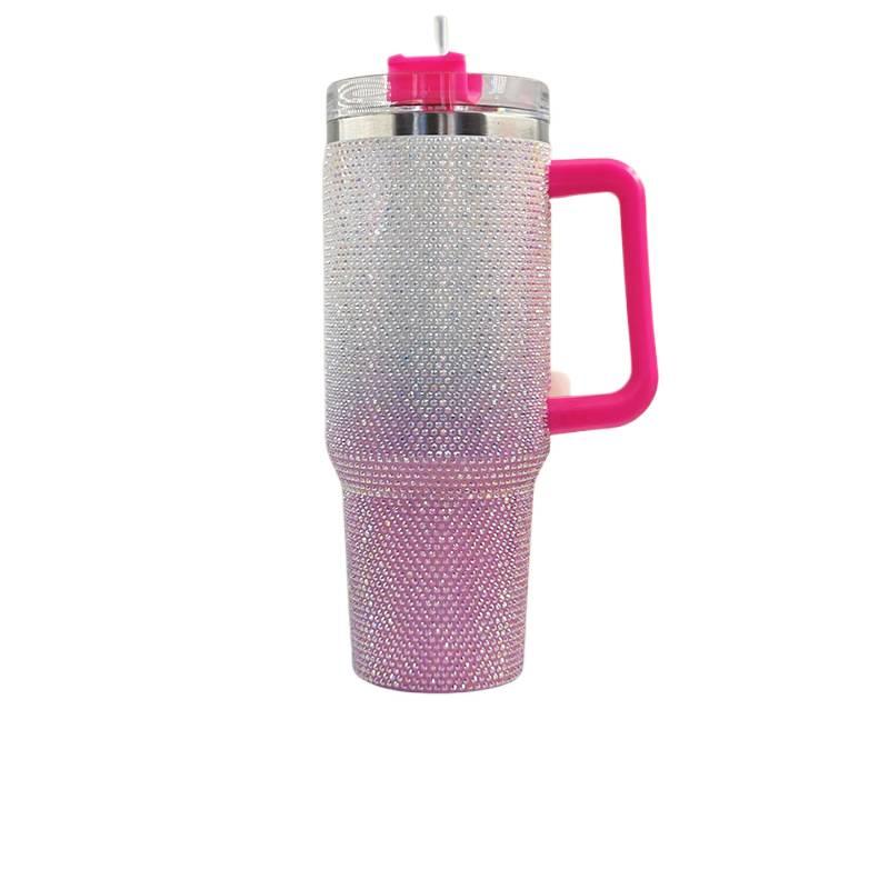كوب قهوة بغطاء بشفاط ومناسب لحامل الأكواب من ستانلس ستيل وجدار مزدوج، 1200 ml مع غطاء بقشة من الستانلس ستيل - Image 1