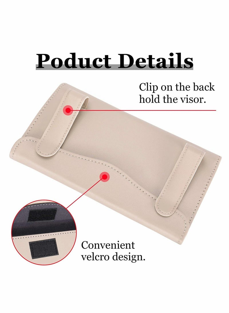 Excefore Visor Mask Holder for Car  Car Tissue Holder Visor Mask Dispenser for Car Visor Backseat Premium Leather Mask Visor Holder for Car Wipes Case for Car Sun Visor Tissue Holder (Beige) - Image 3