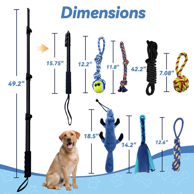 GRETMIX Flirt Pole for Dogs, Interactive Toys Tug-of-war for Dogs, Four-Section Retractable Adjustable Length, Chase Toys with Rope Chewing Sticks, for Outdoor Exercise & Training - Image 2