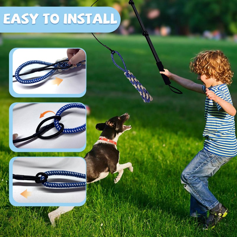 GRETMIX Flirt Pole for Dogs, Interactive Toys Tug-of-war for Dogs, Four-Section Retractable Adjustable Length, Chase Toys with Rope Chewing Sticks, for Outdoor Exercise & Training - Image 5