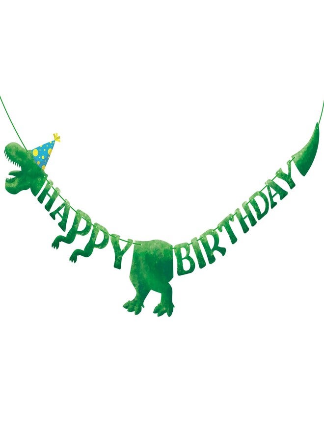 Abilat Dinosaur Happy Birthday Banner for Boys Kids Dinosaur Themed Party Decorations Green Dino Birthday Banner Garland Wall Hanging Decor Baby Shower Supplies - Image 1