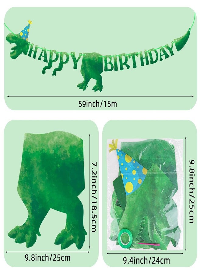 Abilat Dinosaur Happy Birthday Banner for Boys Kids Dinosaur Themed Party Decorations Green Dino Birthday Banner Garland Wall Hanging Decor Baby Shower Supplies - Image 2