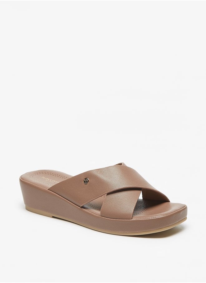 Flora Bella By Shoexpress Solid Crosstrap Slip On Sandals with Flatform Heels  - Image 1