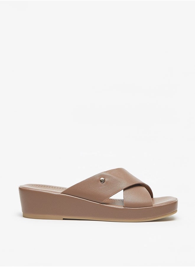 Flora Bella By Shoexpress Solid Crosstrap Slip On Sandals with Flatform Heels  - Image 3