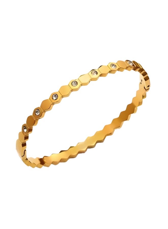 AMETOER 18K Gold-Plated Women's Stainless Steel Honeycomb Bracelet – High-End Non-Fading Diamond-Studded Jewelry - Image 1