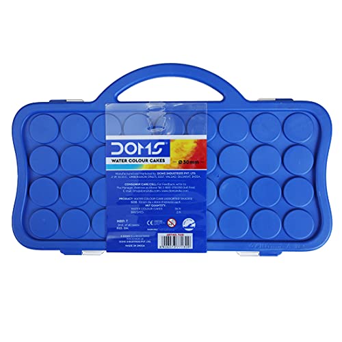 Doms 36 Shades 30mm Water Colour Cakes | Easy To Use Palette Lid | Organic Rich Colour Pigments | Free 2 x Brush Inside | Non-Toxic & Safe For Kids | Pack of 1 - Image 4