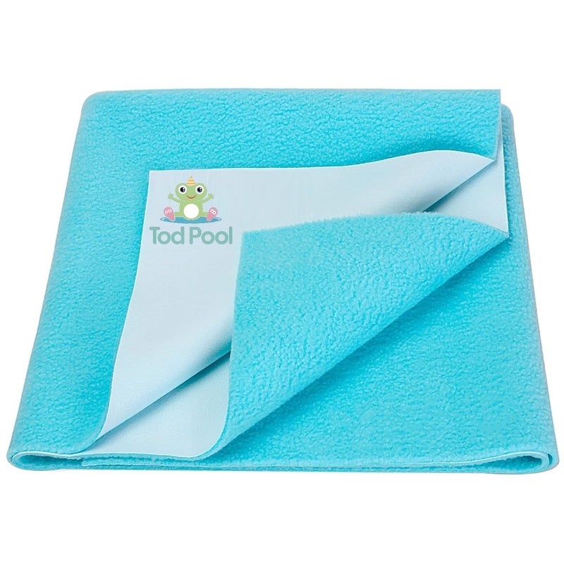 Tod PooL Breathable Bed Protector | Anti-Piling Fleece Extra Absorbent Washable | Waterproof Quick Dry Sheet | Bed Protector Sheet for Kids and Adults (1, Sea Blue, Double Bed Size (260x200cm)) - Image 1