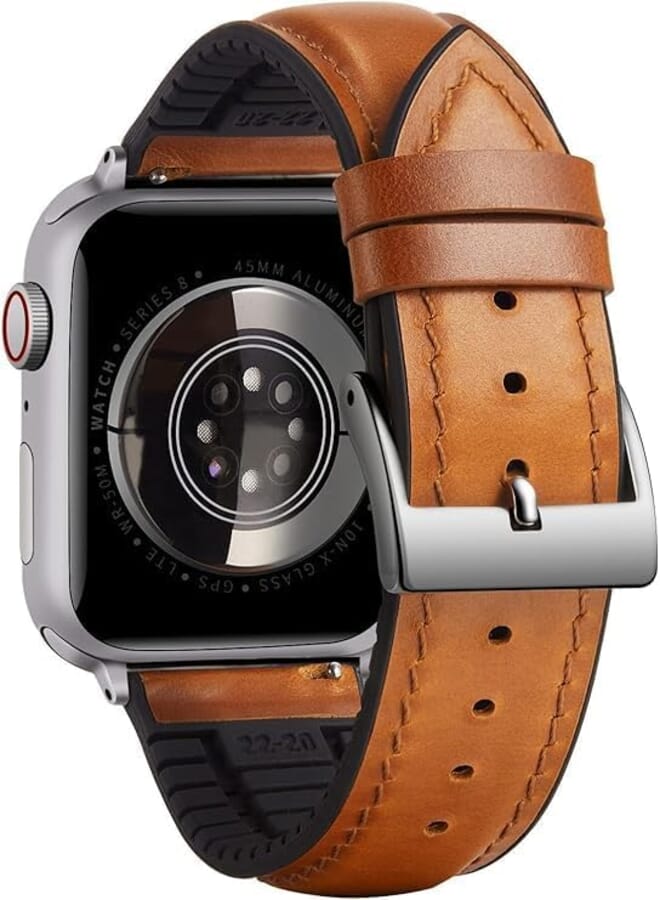 Next Silicone Inner Wax Leather Strap Compatible with iWatch Series 1/2/3/4/5/6/7/8/9 38mm 40mm 41mm