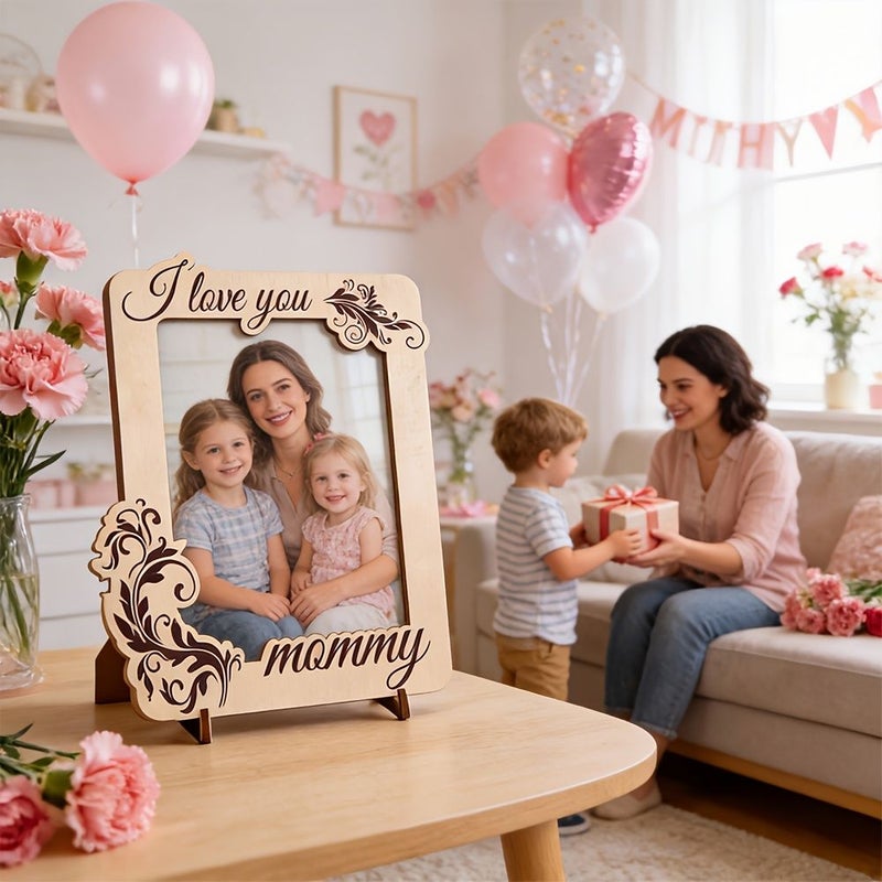 2026 New Style Mother Day Wooden Photo Frame 3D Stereo Tabletop Display - Image 1