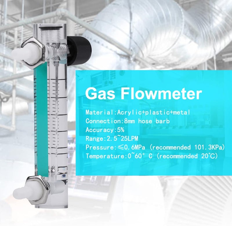 Gas er, Transparent Acrylic Meter for Oxygen or Nitrogen, 2.5, 25LPM Rate with Control Valve, Easy to Use, 8mm Barbs, Detect and Control Oxygen in Industry, Suitable for - Image 3