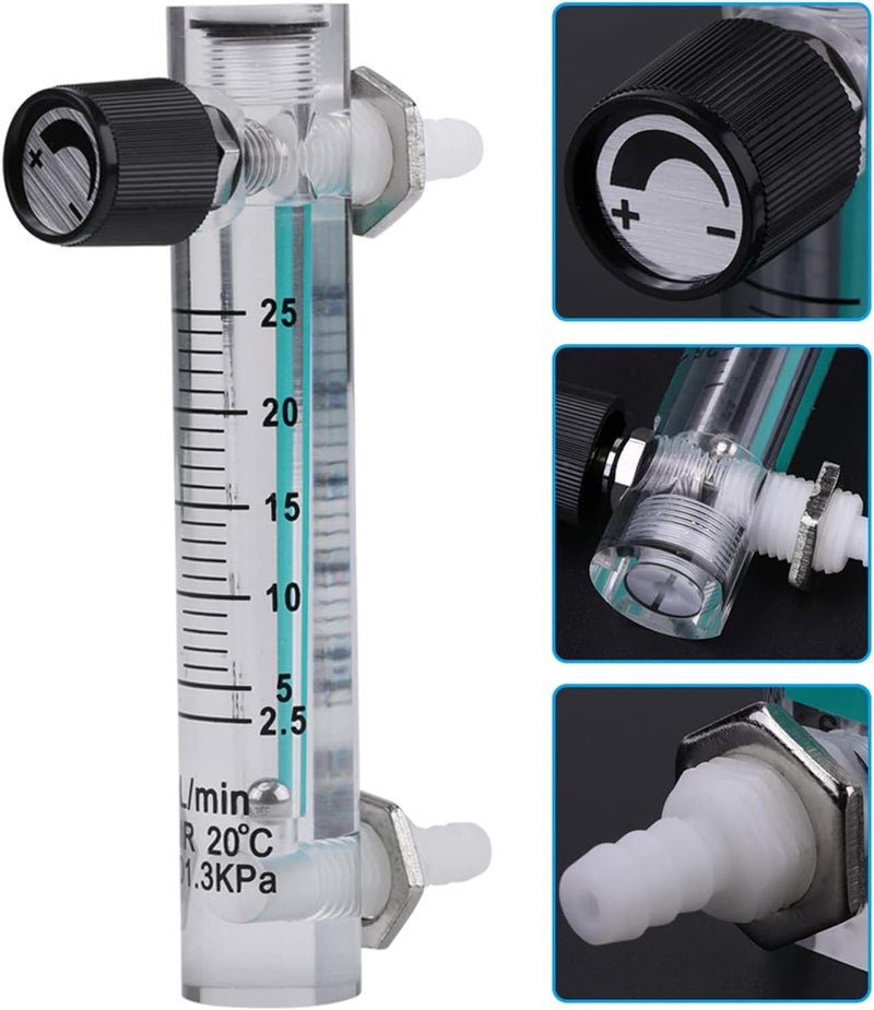 Gas er, Transparent Acrylic Meter for Oxygen or Nitrogen, 2.5, 25LPM Rate with Control Valve, Easy to Use, 8mm Barbs, Detect and Control Oxygen in Industry, Suitable for - Image 5