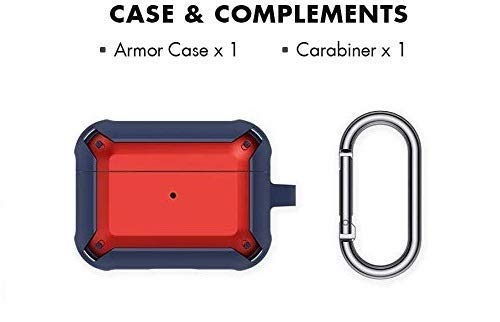 AUGEN Tough Armor Protective Cover for Air-Pods Pro, Shock-Absorbing TPU Case with Keychain, Rugged Bumper Compatible with Wireless Charging and Front LED Visible Protector (Red & Blue) - Image 5