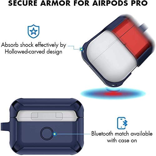AUGEN Tough Armor Protective Cover for Air-Pods Pro, Shock-Absorbing TPU Case with Keychain, Rugged Bumper Compatible with Wireless Charging and Front LED Visible Protector (Red & Blue) - Image 4