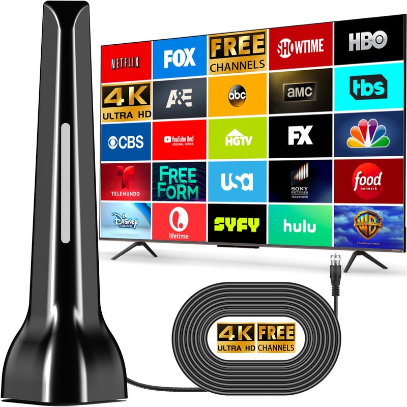 HIDB TV Antenna for Smart TV Indoor, Long Range Digital HDTV Antenna for Local Channels in 4K 1080p - 360Â° Reception with Strong Magnetic Base, Easy Setup for Free Over-The-Air Channels, No Cable - Image 1