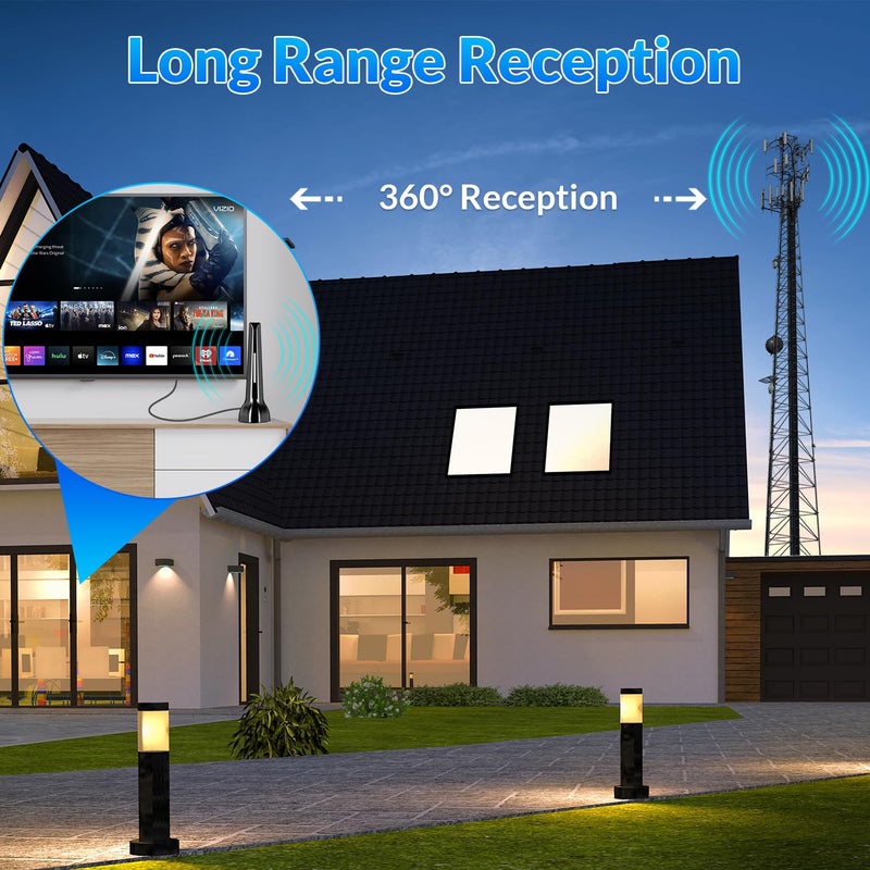 HIDB TV Antenna for Smart TV Indoor, Long Range Digital HDTV Antenna for Local Channels in 4K 1080p - 360Â° Reception with Strong Magnetic Base, Easy Setup for Free Over-The-Air Channels, No Cable - Image 4