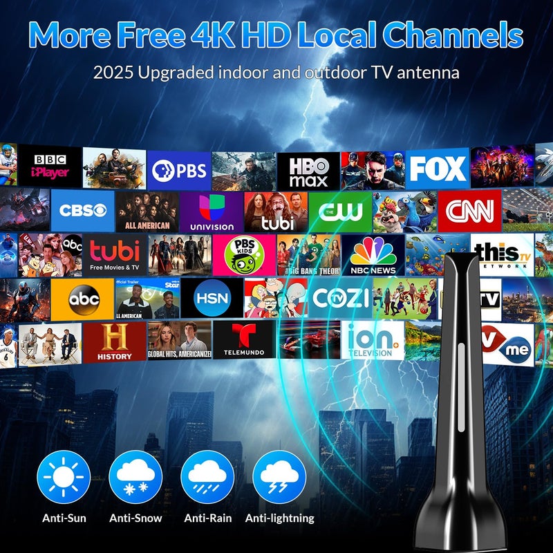 HIDB TV Antenna for Smart TV Indoor, Long Range Digital HDTV Antenna for Local Channels in 4K 1080p - 360Â° Reception with Strong Magnetic Base, Easy Setup for Free Over-The-Air Channels, No Cable - Image 3