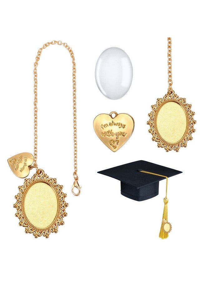 Sureio Class Of 2024 College Gifts Custom Graduation Cap Tassel 2024 Oval Antique Photo Charm I Always With You Memorial Photo Charm For Cap In Memory For Graduation(1 Piece)  - Image 1