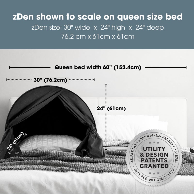 zDen The Original Patented Light-Blocking Luxury Sleep Den Bed Tent: Certified Non-Toxic Blackout Canopy to Improve Sleep Anytime, Anywhere. Perfect for Nightshift, Dorms, Travel, Naps and Relaxation - Image 5