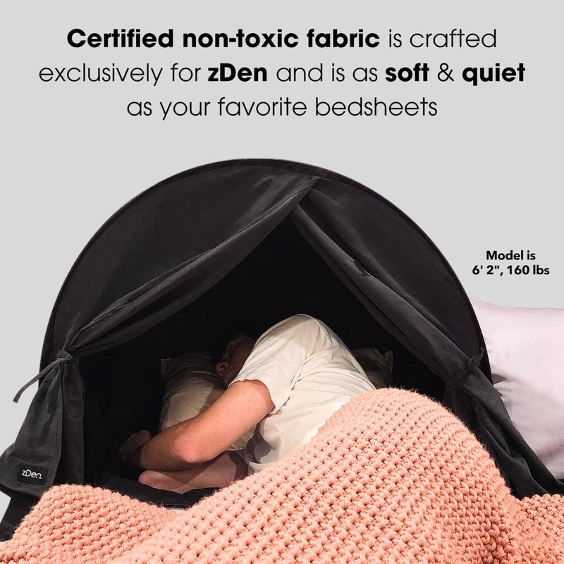 zDen The Original Patented Light-Blocking Luxury Sleep Den Bed Tent: Certified Non-Toxic Blackout Canopy to Improve Sleep Anytime, Anywhere. Perfect for Nightshift, Dorms, Travel, Naps and Relaxation - Image 4