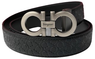 Salvatore Ferragamo Black Leather Belt For Men