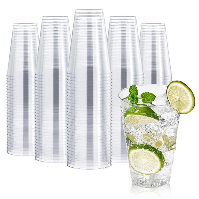FOCUSLINE 200 Count 14 oz Clear Plastic Cups  Large Disposable Cups Plastic Party Cup  14 Ounce Heavy duty Clear Hard Plastic Cups for Party  Wedding  Thanksgiving  Halloween  Christmas - Image 1