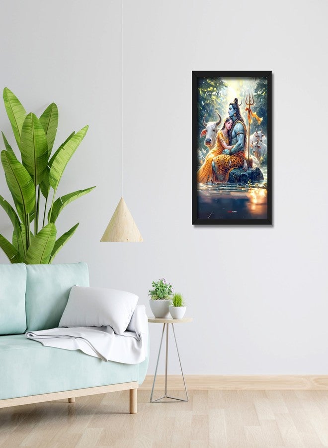 DesignHunar إطار صور ديزاين هونار للورد شيف وبارفاتي جي، هدية لتزيين الجدران، مطبوع عليه صورة الإله شانكار، ديكور ديني وديكور معبد | لوحات شيفجي لغرفة الصلاة - (13×9.5 بوصة) (شيف بارفاتي 2، 13×10، مؤطر) - Image 5