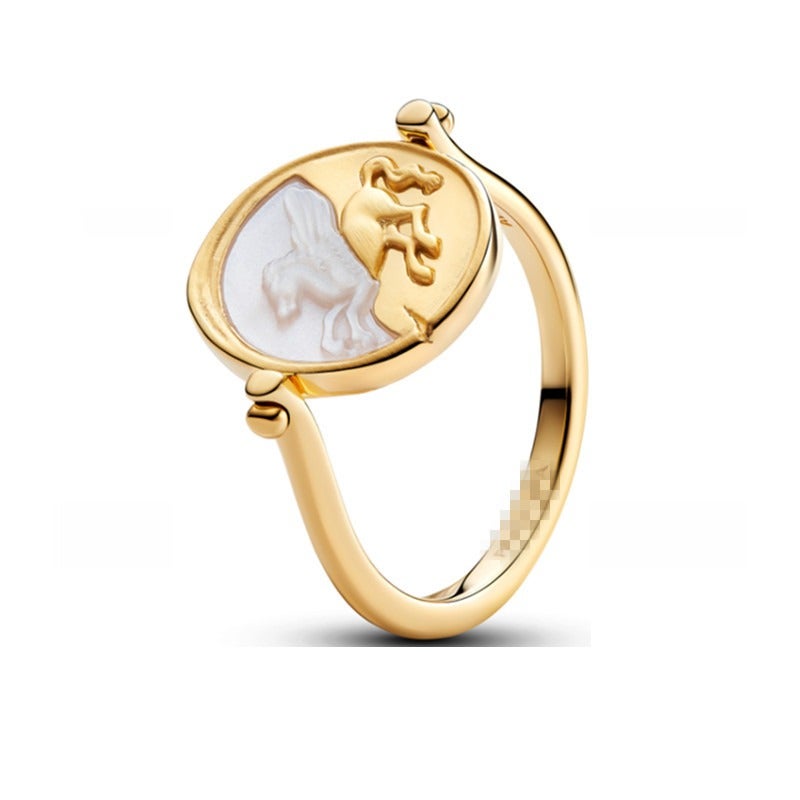 Pangjia Dora White Copper Silver-Plated New Shimmering Ring for Women - Cross-Border Finger Ring