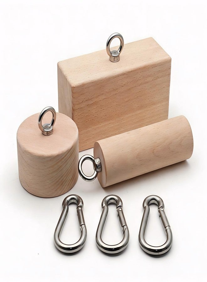 Vatemechie 3 Pcs Wooden Grip Strength Trainer Set, Ergonomic Pinch Block Grip Workout Kit, Premium Natural Wood Hand Finger Forearm Strengthener with Stainless Steel Carabiners for Climbing, Weightlifting, Fitness, Home Gym & Rehab Training - Image 1