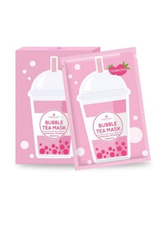 Taiwan Made Bubble Tea Scent Face Facial Mask Sheet Soothing Moisturizing Hydrating Brightening Oilbalancing Control Suitable For All Skin Conditions Pack Of 5 (Strawberry)