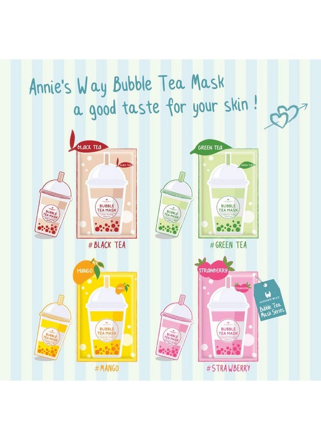 Annie's Way - Taiwan Made Bubble Tea Scent Face Facial Mask Sheet Soothing Moisturizing Hydrating Brightening Oilbalancing Control Suitable For All Skin Conditions Pack Of 5 (Strawberry) - Image 1