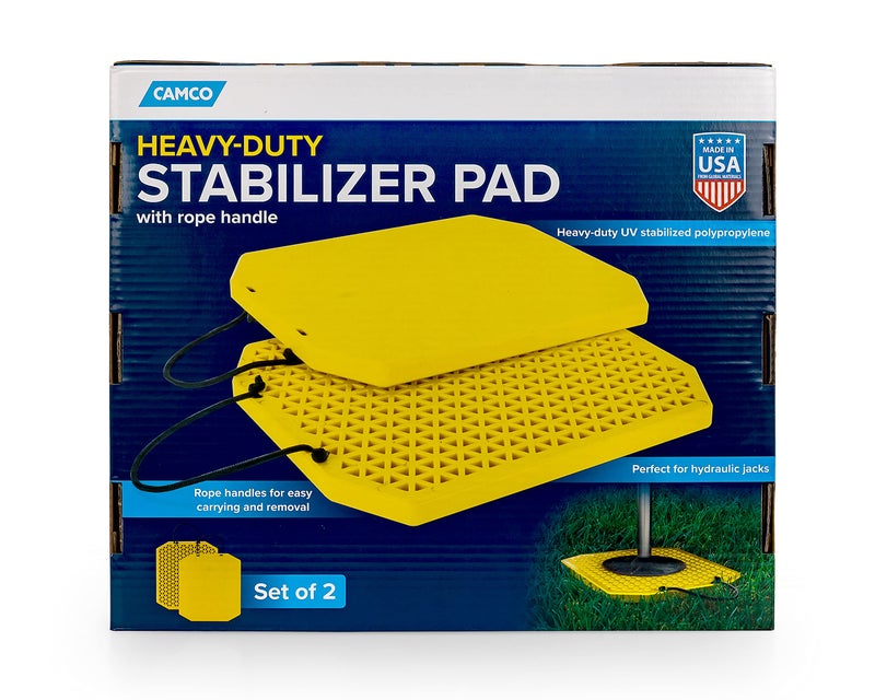 Camco Extra Large Stabilizer Jack Pads - Helps Stop RV Jacks from Sinking into Soft Ground - Includes Rope Carry Handles & Each Measures 17â€ x 15â€ x 1â€ - Crafted of Heavy-Duty Polymer - 2-Pack (44545) - Image 5