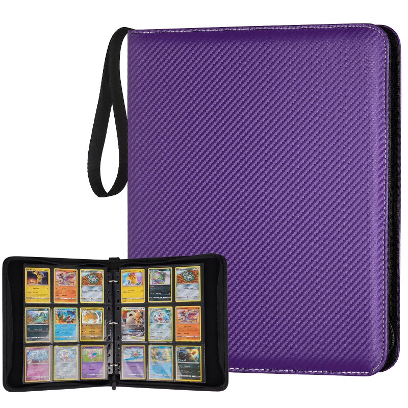 GERMUN 9 Pocket Card Binder Premium Zip Trading Card Binder 720 Double Sided Pocket PU Card Collection Binder Collector Card Album Card Folder for MTG TCG Sports Cards Game Cards purple - Image 2
