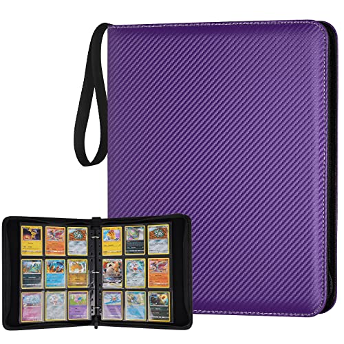 GERMUN 9 Pocket Card Binder Premium Zip Trading Card Binder 720 Double Sided Pocket PU Card Collection Binder Collector Card Album Card Folder for MTG TCG Sports Cards Game Cards purple - Image 1