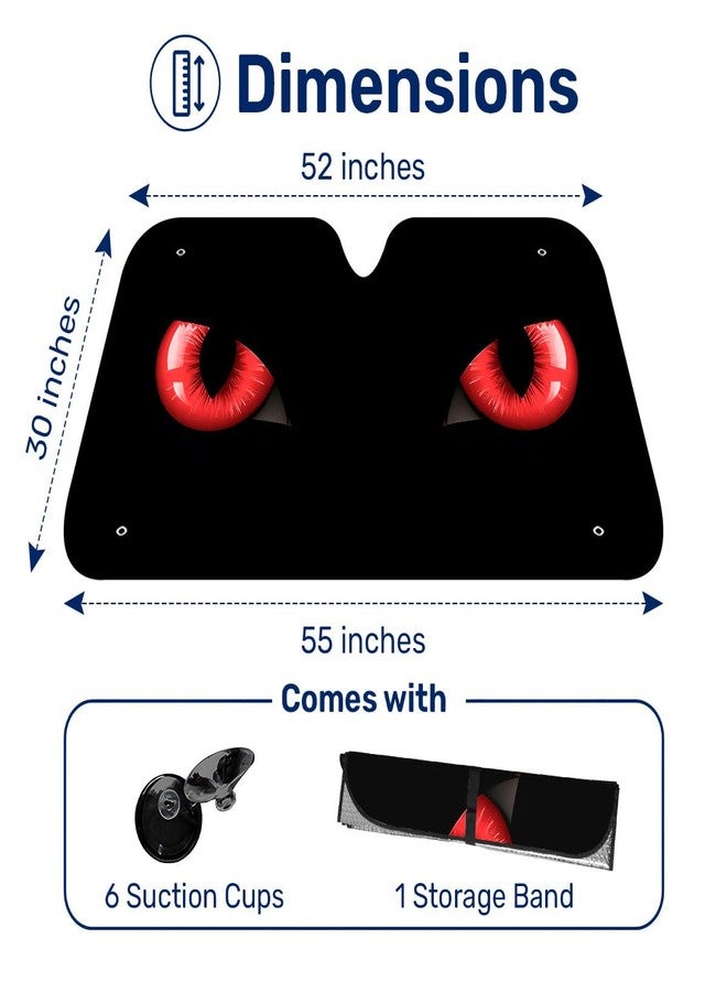 GENANY Evil Eyes Windshield Sun Shade for Car SUV Truck (55x30 inches), Car Sun Shade Windshield, Car Shades for Front Windows, Sunshade for Car Windshield, Car Windshield Sun Shade - Image 2