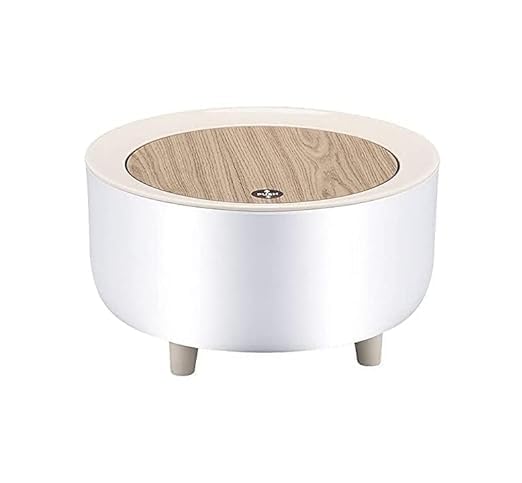 SEVIA 2 LiterMini Trash Can with Press Top Lid Compact Wastebasket for Bathroom Vanity Desktop Tabletop Coffee Table or Countertop Round Press Wood Grain - Image 1