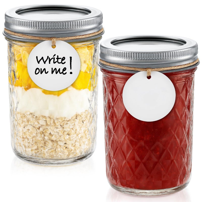 Tecohouse 2 Pack 8 oz Mason Jars with Lids, Regular Mouth Leak-Proof Airtight Lids, Glass Canning Jars for Food Storage, Overnight Oats, Pickling & Preserving - Image 1