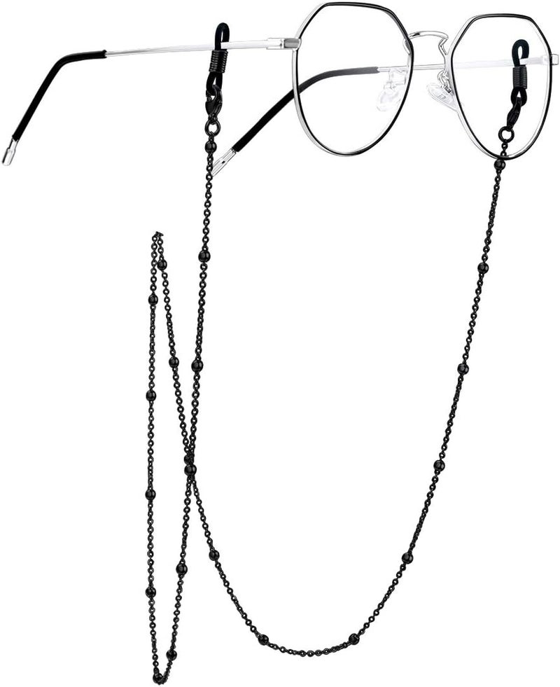 ChainsPro Glasses Chain, Eyeglass Strap For Women Sunglasses - Gold Plated/Stainless Steel/Black Eyeglasses Chain - Image 1
