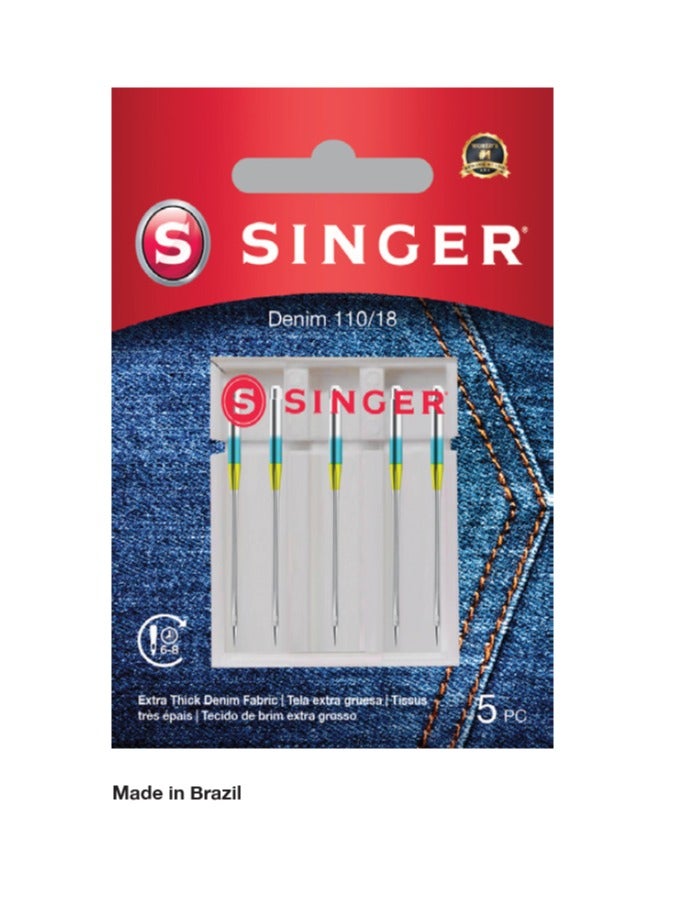 SINGER DENIM NEEDLES SIZE 100/16 (PACK OF 5 NEEDLE) BRAZIL