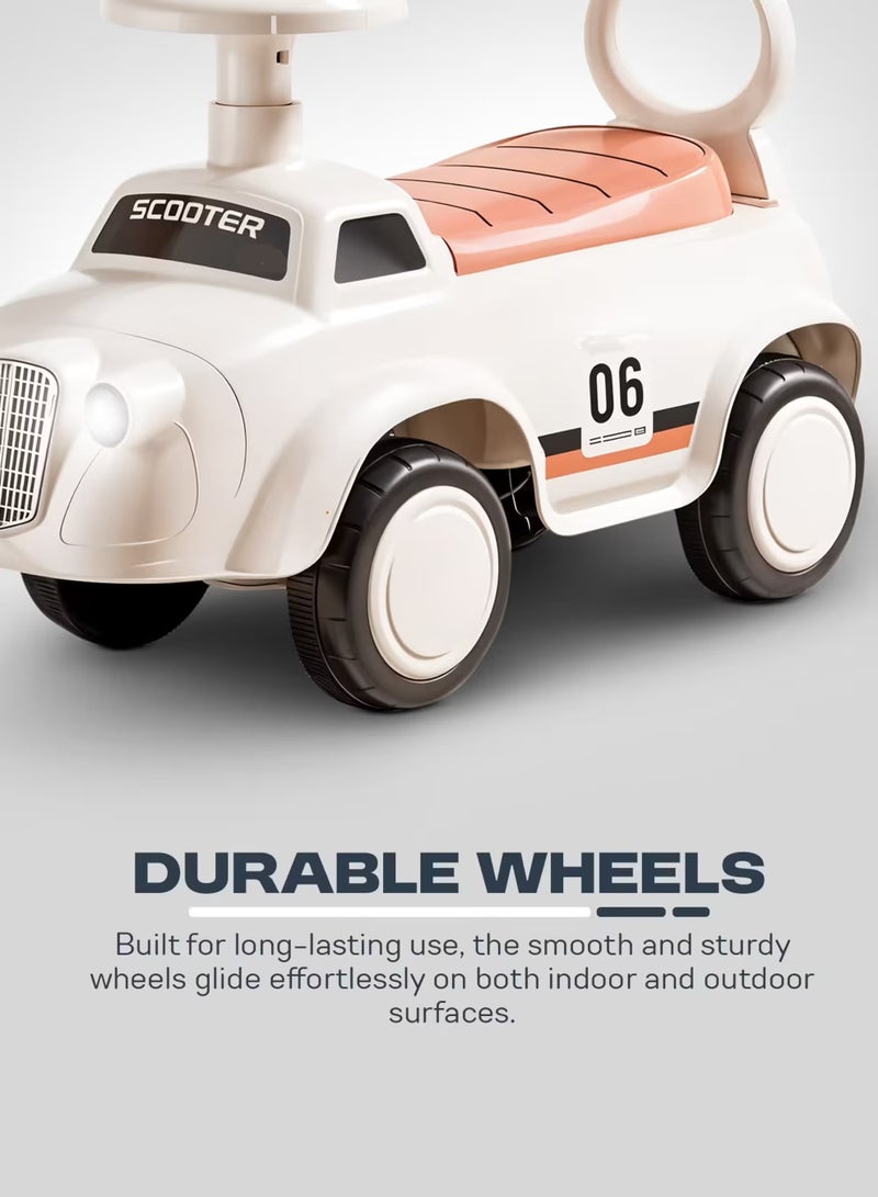 STORE 7 Classic-Style Kids’ Ride-On Car – Four-Wheel Balance Scooter with Silent Wheels and Comfortable Seat – Safe Design with Rotating Handlebar and Rear Safety Support – Perfect for Fun and Learning to Drive - Image 5