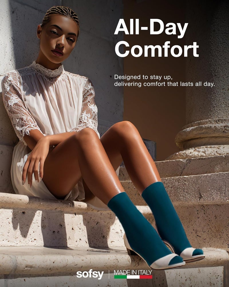 sofsy Italian High-Fashioned Ankle Socks - 40 Den Semi Sheer Nylon Stockings for Women | Durable, Soft, Low-Cut Design - Image 3