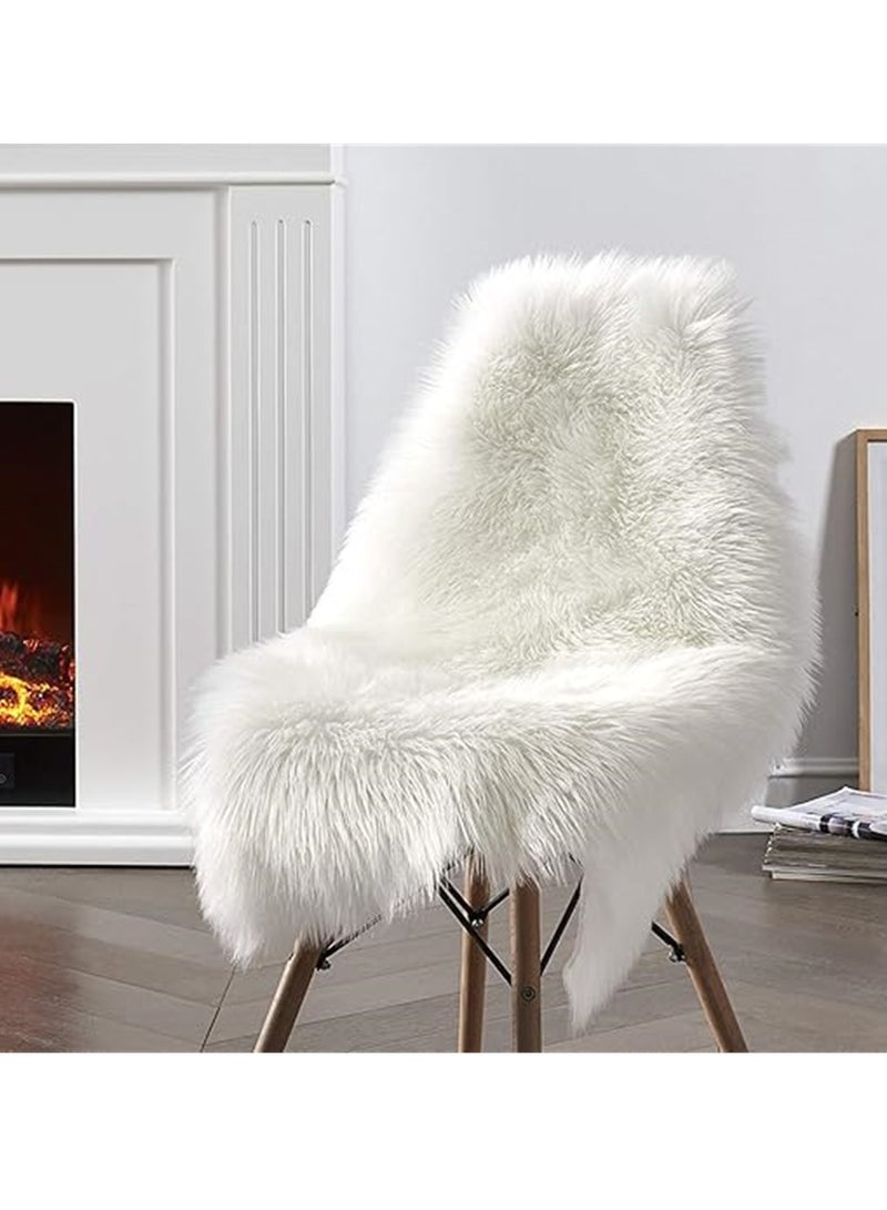 Soft Carpet, Rectangle Faux Fur Rug Floor Mats, Nursery Throw Rugs, Comfortable Large Rugs Indoor Modern Home Decor Floor Carpet for Bedroom Floor Sofa Living Room Balcony (60*90cm White) - Image 3