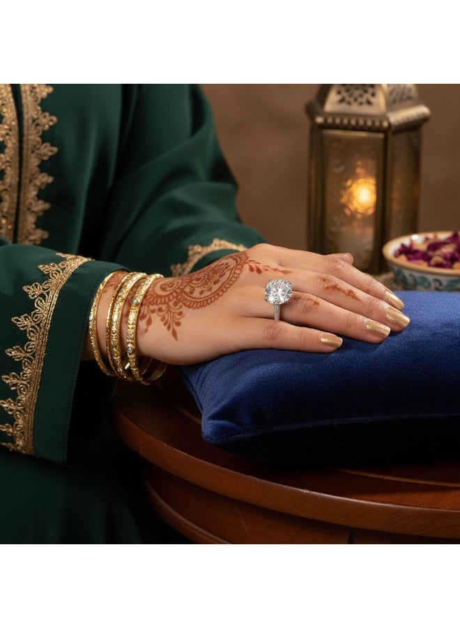 سنسيب مجموعة خواتم زركونيا مكعبة قابلة للتعديل للنساء - مظهر مصمم ملكي مع صندوق هدايا فاخر - Image 2