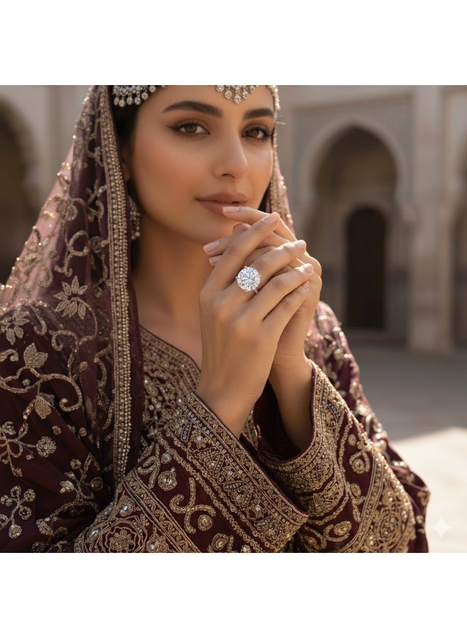 سنسيب مجموعة خواتم زركونيا مكعبة قابلة للتعديل للنساء - مظهر مصمم ملكي مع صندوق هدايا فاخر - Image 3