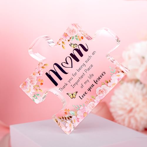 Buioata Gifts for Mom Christmas - Delicate Mom Birthday Gifts from Daughter Son - Engraved Acrylic Block Puzzle Piece 3.9 x 3.3 inch - Mothers Day Birthday Christmas Gifts for Mom, Ideas - Image 2