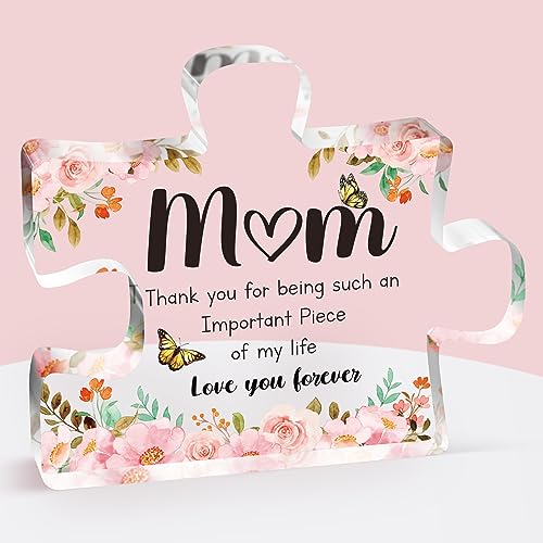 Buioata Gifts for Mom Christmas - Delicate Mom Birthday Gifts from Daughter Son - Engraved Acrylic Block Puzzle Piece 3.9 x 3.3 inch - Mothers Day Birthday Christmas Gifts for Mom, Ideas - Image 1